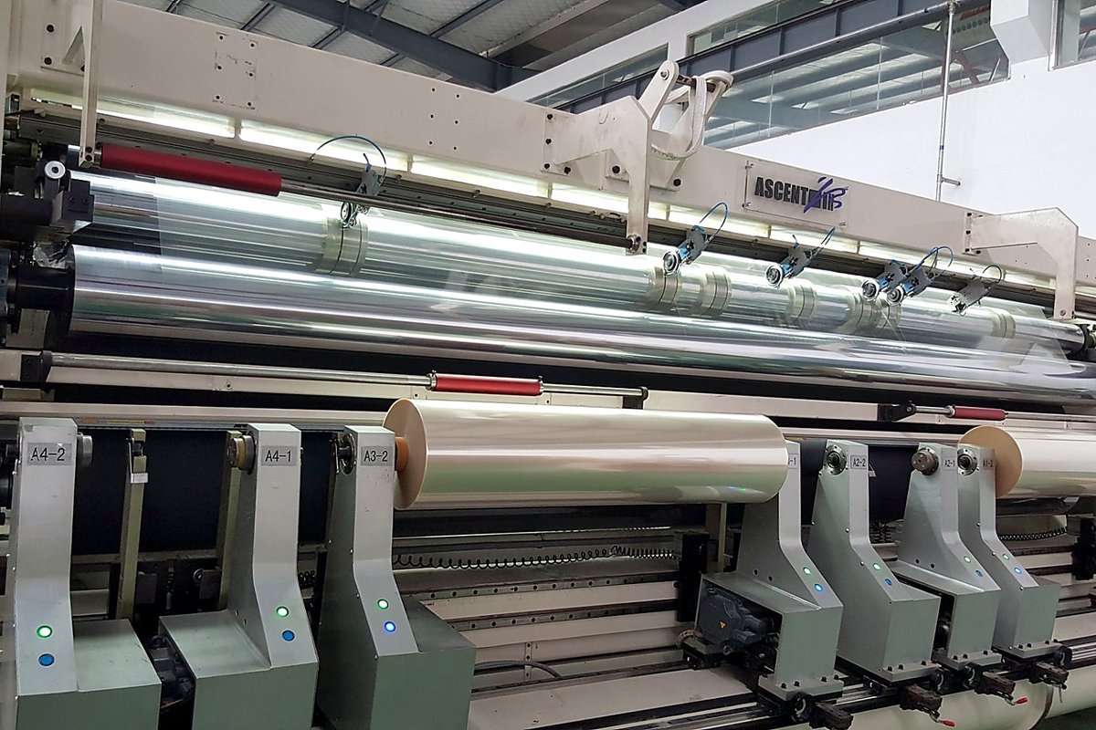 PCR PE Films & Bags | GRS Certified Recycled Packaging Multi-lane slitting and rewinding line with in-line tension control