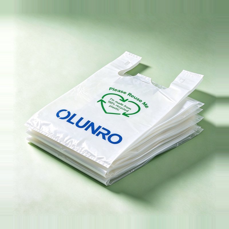 PCR PE Films & Bags | GRS Certified Recycled Packaging Stacked Die-cut Handle Flat Bags — Retail · UK